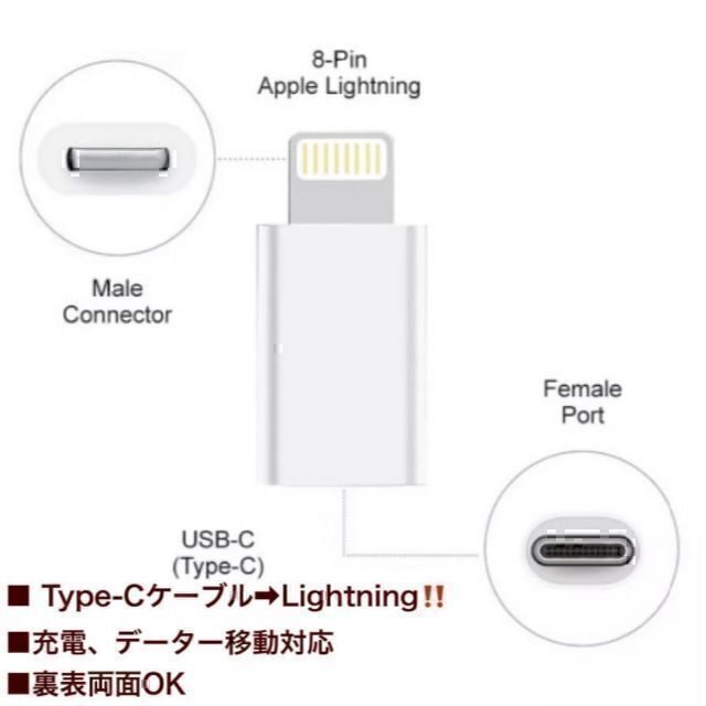 ついに入荷 Type-C➡︎Lightning 変換アダプター 充電 他 iPhone接続 Micro-B➡︎Type-Cに変換出来るアダプター!!ホワイト3個