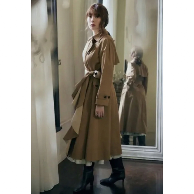 herlipto Gaba Ruffled Cotton Trench Coat