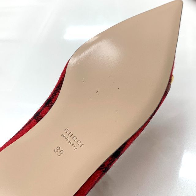 Gucci(グッチ)の4666 未使用 グッチ ウール ホースビット チェック フラットパンプス レディースの靴/シューズ(ハイヒール/パンプス)の商品写真
