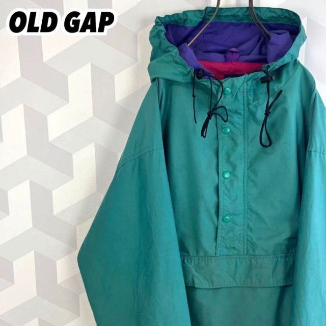 90s Old Gap】稀少 ハーフジップ ナイロンジャケット パーカー緑