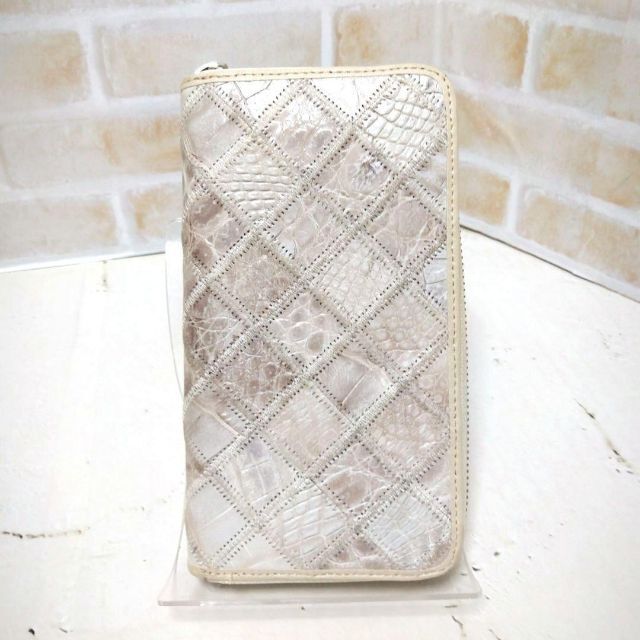 ★ヒマラヤクロコダイル パッチワーク ラウンド長財布 ベージュマット系 希少レア