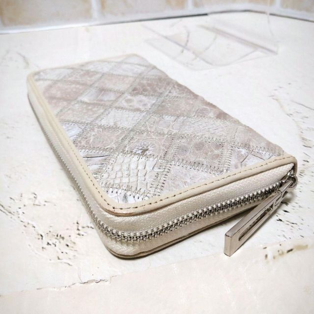★ヒマラヤクロコダイル パッチワーク ラウンド長財布 ベージュマット系 希少レア