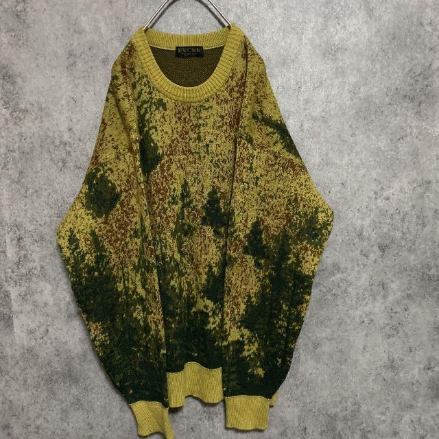 90s vintage 柄ニット メンズ L 総柄 個性派 菅田将暉