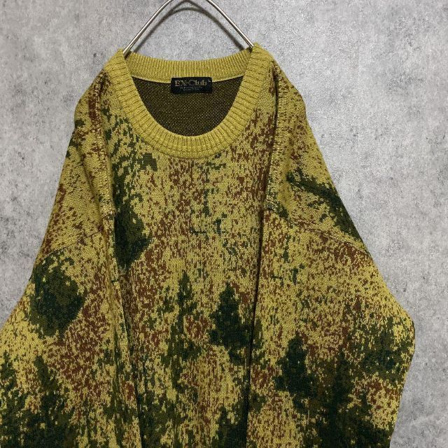 90s vintage 柄ニット メンズ L 総柄 個性派 菅田将暉