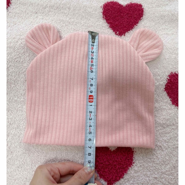 🧸SALE価格🎉　くま耳🧸ベビーニット帽　帽子　ピンク キッズ/ベビー/マタニティのこども用ファッション小物(帽子)の商品写真