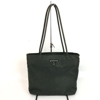 PRADA プラダ ロゴプレート ナイロン ショルダー トートバッグ グリーン