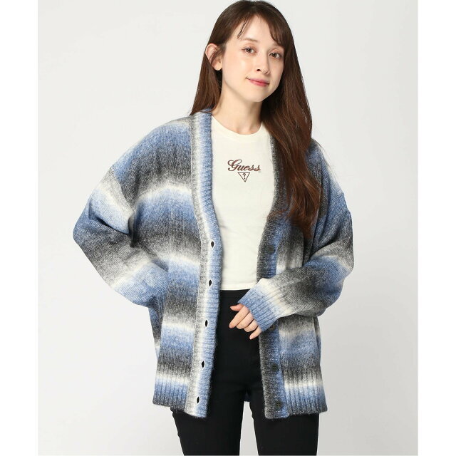 GUESS(ゲス)の【ブルー(F73N)】(W)Oversized Knit Cardigan レディースのトップス(カーディガン)の商品写真