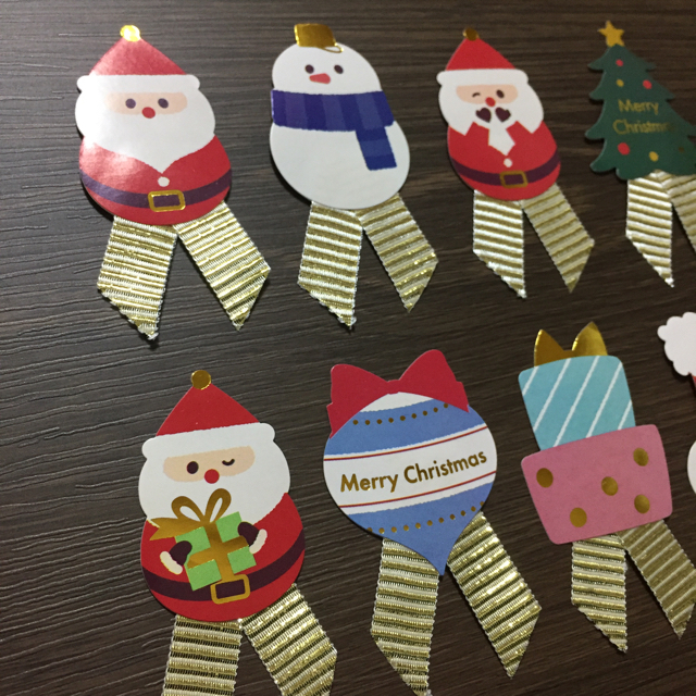 クリスマス リボンシール 10枚セット (ハンドメイド) ハンドメイドの文具/ステーショナリー(カード/レター/ラッピング)の商品写真