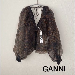 アダムエロぺ(Adam et Rope')の【新品】GANNI ガニー　ブラウン シースルー 長袖トップス(シャツ/ブラウス(長袖/七分))