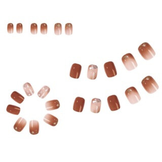 ネイルチップ 茶色 グラデーション ラメ キラキラ 量産型 地雷 韓国 コスメ/美容のネイル(つけ爪/ネイルチップ)の商品写真