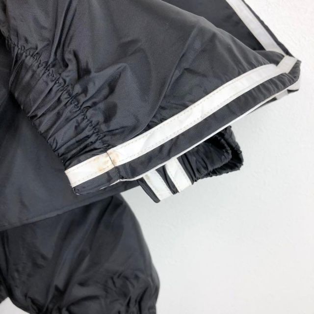 90s アディダス ナイロンジャケット XL 黒×グレー ワンポイント 刺繍