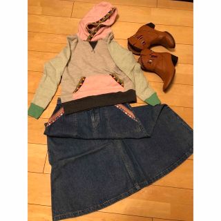 titicaca - チチカカ☆MIXカラーパーカー☆エスニックデニムスカート ... チチカカ☆プードルニットプルオーバー☆エスニックマキシスカート☆ブーツセット