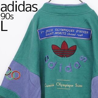 アディダス(adidas)のadidas アディダス 90s スウェット 刺繍ビッグロゴ オリンピック L(スウェット)