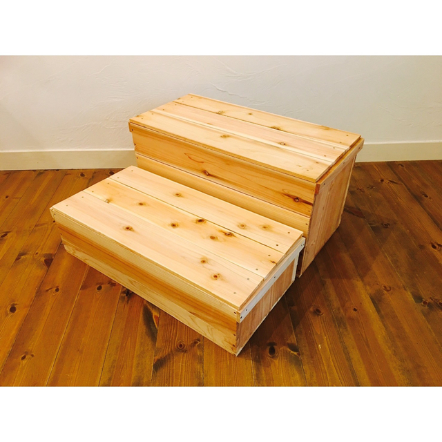 新品 蓋付 りんご箱 平箱 4箱 // ウッドボックス 収納 什器 木箱