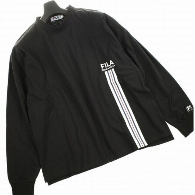 宇宙の香り 定価4290円‼️FILAビッグシルエットロングスリーブカットソー/黒/M未使用 通販 フィラ トレーナー ビッグロゴ 美品 黒 L