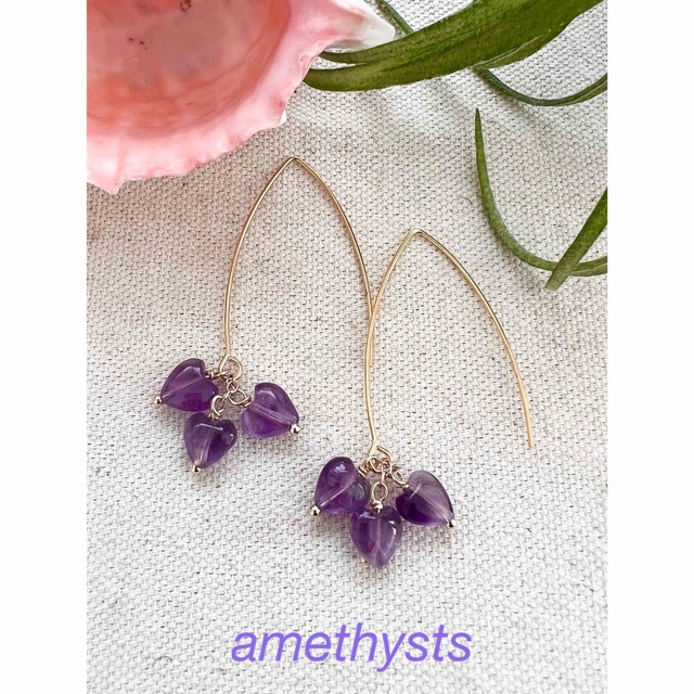 SeaRoomlynn(シールームリン)のハートアメジストピアス♡amethysts♡アレルギー対応ステンレスピアス レディースのアクセサリー(ピアス)の商品写真