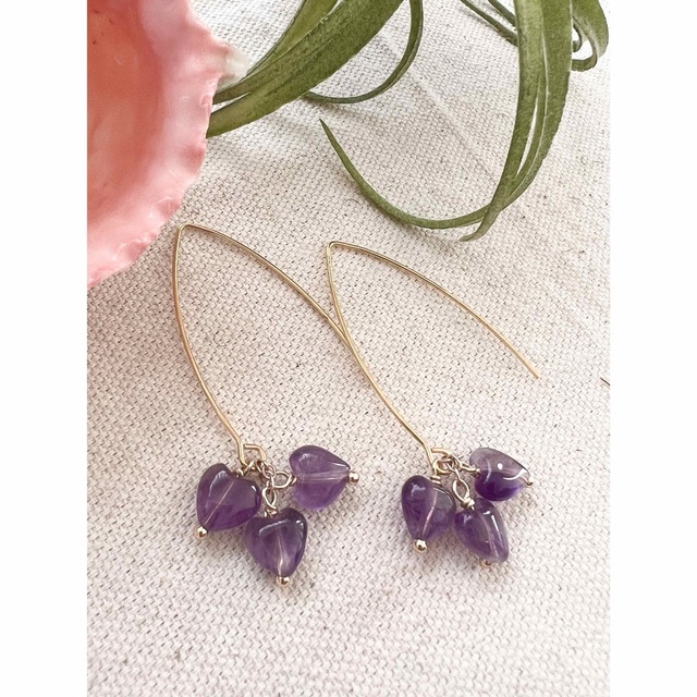 SeaRoomlynn(シールームリン)のハートアメジストピアス♡amethysts♡アレルギー対応ステンレスピアス レディースのアクセサリー(ピアス)の商品写真