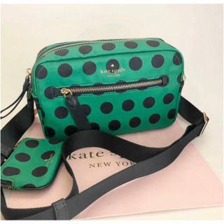 ケイトスペードニューヨーク(kate spade new york)のケイトスペード ドット ミニショルダー ミニポーチ付 グリーン ショッパー付(ショルダーバッグ)