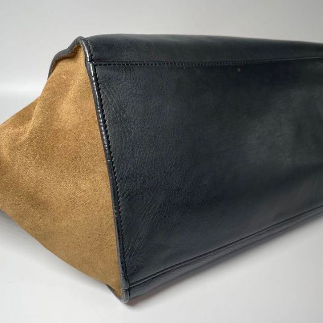 セリーヌ CELINE トラペーズ 2way レザー スエード バイカラー