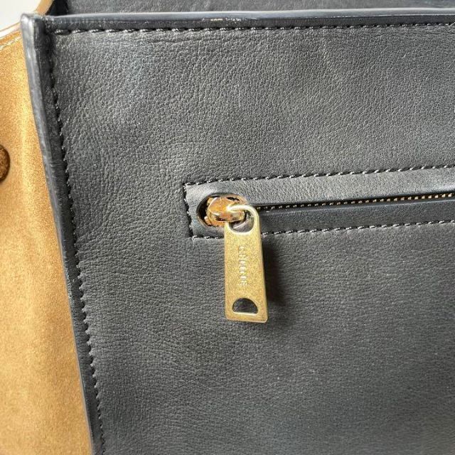 セリーヌ CELINE トラペーズ 2way レザー スエード バイカラー