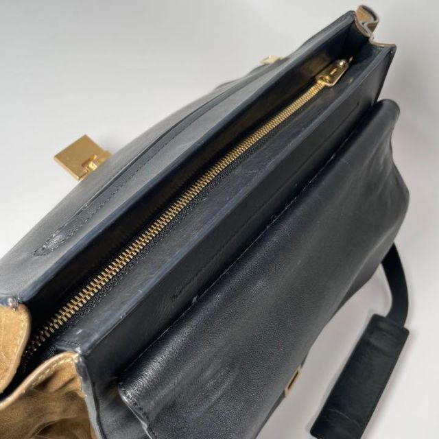 セリーヌ CELINE トラペーズ 2way レザー スエード バイカラー