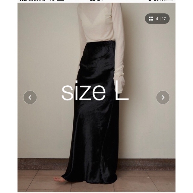 enof⭐︎ velvet long skirt Lブラック レディースのスカート(ロングスカート)の商品写真