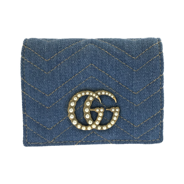 Gucci - グッチ GUCCI 二つ折り財布 デニム キルティング パール レディース