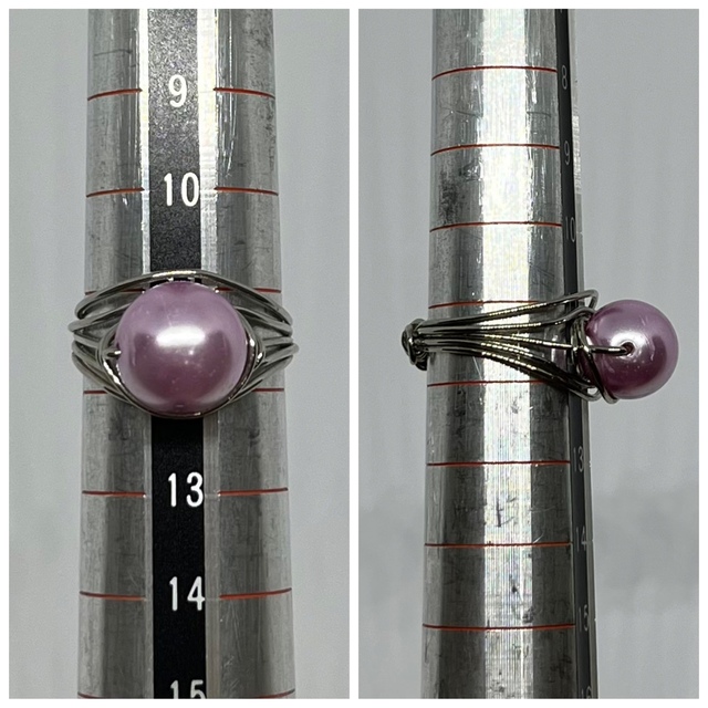 (91)紫パールとワイヤーのリング　シルバー レディースのアクセサリー(リング(指輪))の商品写真