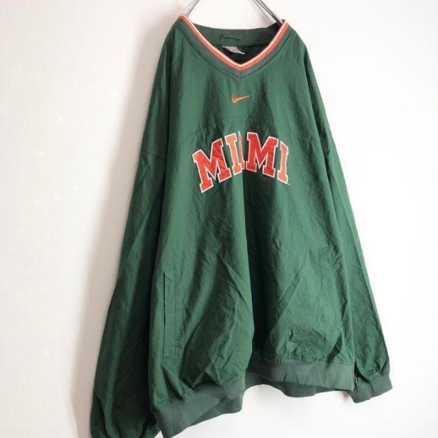 90s　NIKE ナイキ　センタースウッシュ　カレッジ　ナイロンプルオーバー