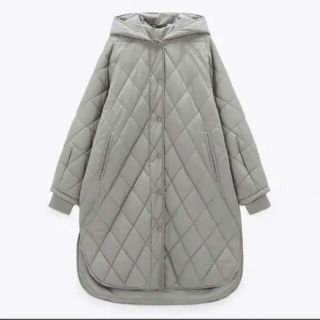 ザラ(ZARA)の試着のみ ZARA オーバーサイズダウンコート キルティング グレー XS(ロングコート)