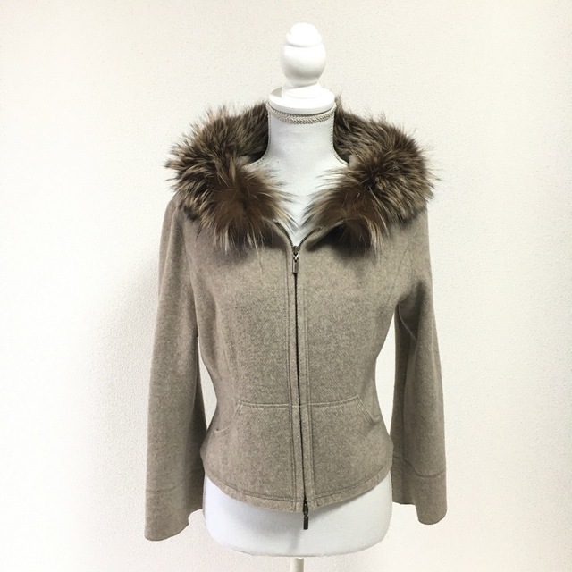 美品 FOXEY フォクシー カシミヤ100% ファー ジャケット カーディガン-