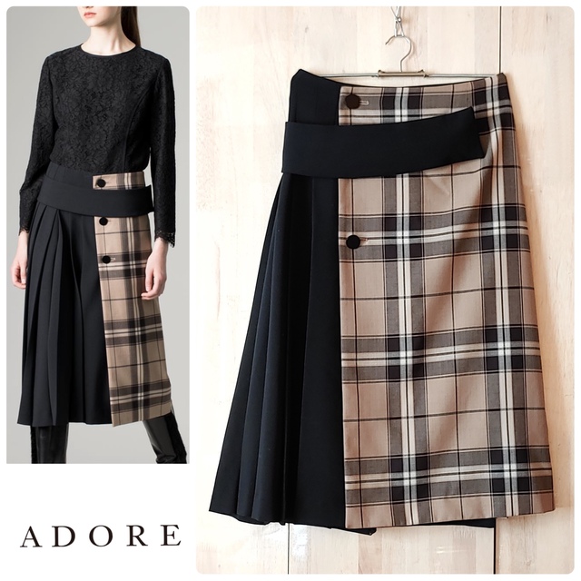 ◆幻◆ 希少美品 定価5.8万円 ADORE　ウールチェックタイトスカート