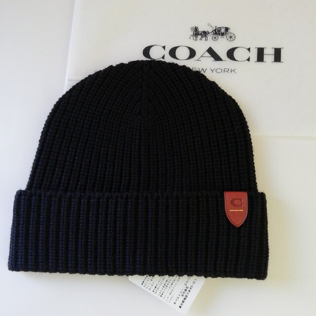 COACH - 正規店購入 コーチ メリノウール ニット帽 ビーニー 黒 新品 ...