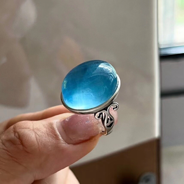 天然】アクアマリン リング s925 22*17.9mm 【高価値】 www.cecile
