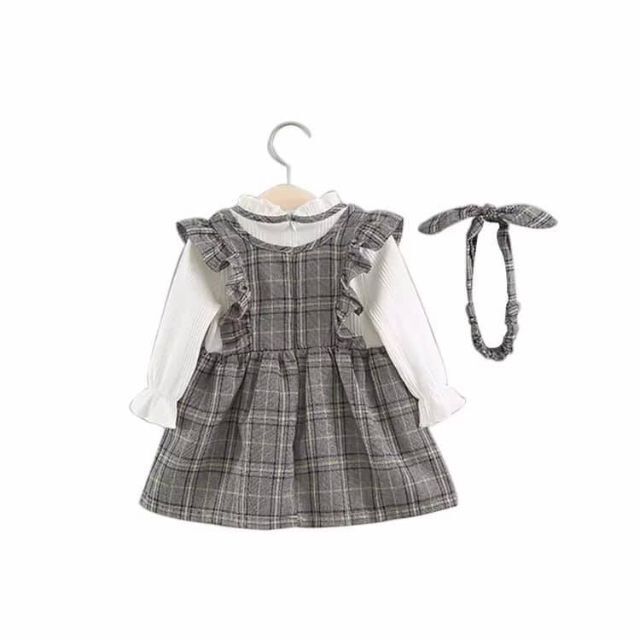 チェック ワンピース 90 長袖 フォーマル 発表会 入園 キッズ/ベビー/マタニティのキッズ服女の子用(90cm~)(ワンピース)の商品写真