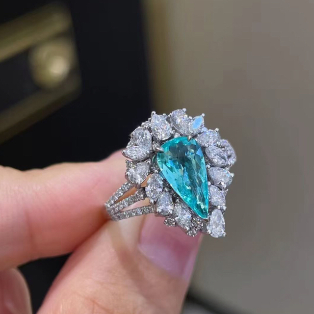 ブランド品専門の 天然パライバトルマリン ダイヤ リング 1.07ct k18