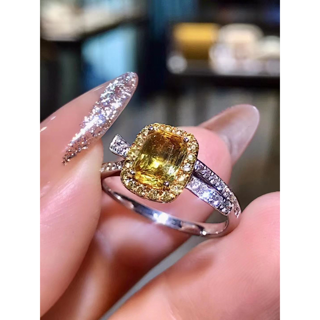 天然 イエロー サファイア ダイヤ リング1.1ct k18 ¥ - リング(指輪)