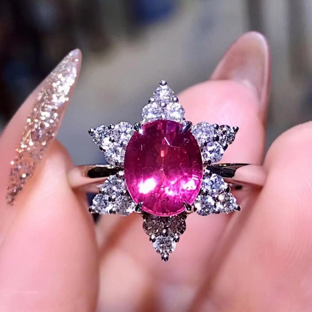 代引き人気 ダイヤ サファイア 天然ピンク リング2.04ct ¥ k18 リング
