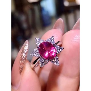 天然ピンク サファイア  ダイヤ リング0.8ct k18 ¥