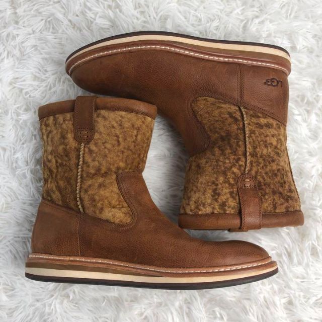 UGG(アグ)のUGGアグ　ムートンブーツ　ブラウン　スエード　レザー　27cm メンズの靴/シューズ(ブーツ)の商品写真