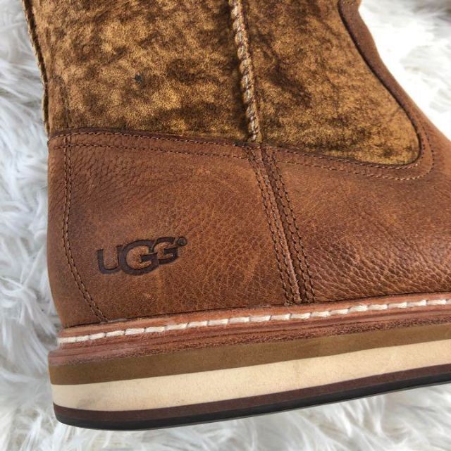 UGG(アグ)のUGGアグ　ムートンブーツ　ブラウン　スエード　レザー　27cm メンズの靴/シューズ(ブーツ)の商品写真