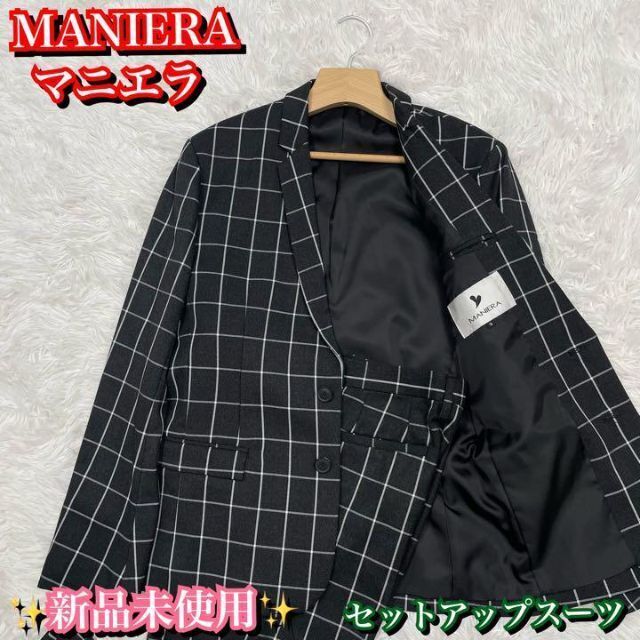 スーツ新品未使用✨マニエラ　MANIERA メンズ　セットアップスーツ　ブラック　黒