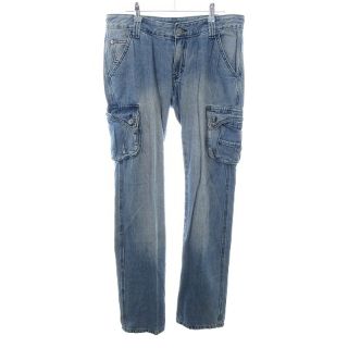 ビームス(BEAMS)のビームス デニムパンツ ジーンズ ジップフライ ウォッシュ加工 コットン L 青(デニム/ジーンズ)