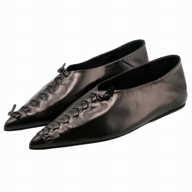JIL SANDER バレエシューズ  ポインテッドトゥ ノットレザー レディースの靴/シューズ(バレエシューズ)の商品写真