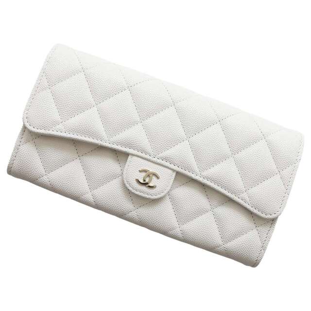 テレビで話題】 CHANEL - 白 財布 AP0241 キャビアスキン ココマーク