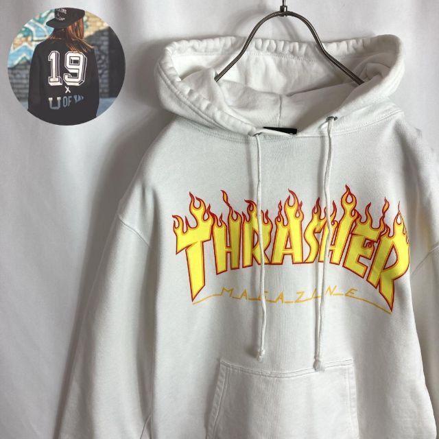 THRASHER - 古着スラッシャー THRASHER パーカー ファイヤーパターン