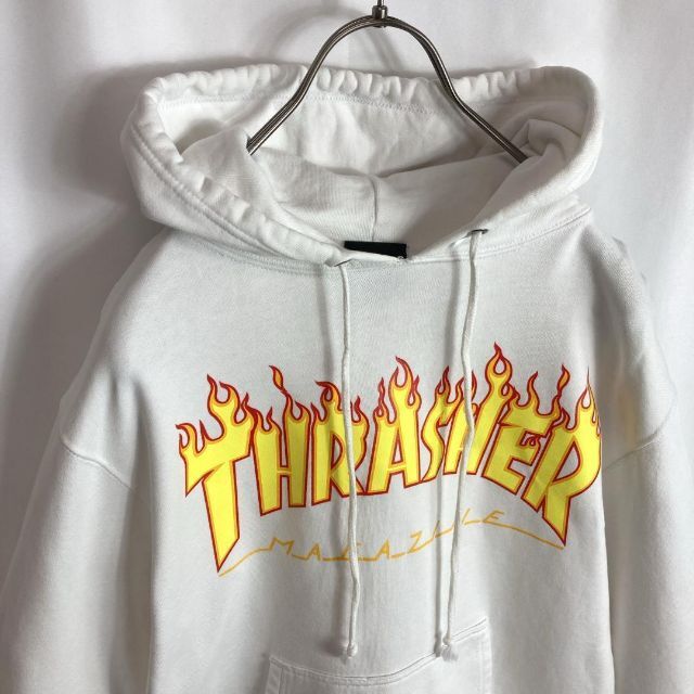 THRASHER 古着スラッシャー THRASHER パーカー ファイヤーパターン ホワイト白色Mの通販 by 新装開店！かわいい古着屋さん｜ スラッシャーならラクマ