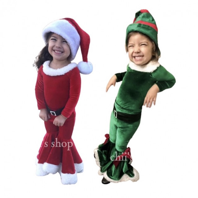 キッズ 120 サンタさん クリスマス フレアセットアップ  プチプラ 人気 キッズ/ベビー/マタニティのキッズ服女の子用(90cm~)(ドレス/フォーマル)の商品写真