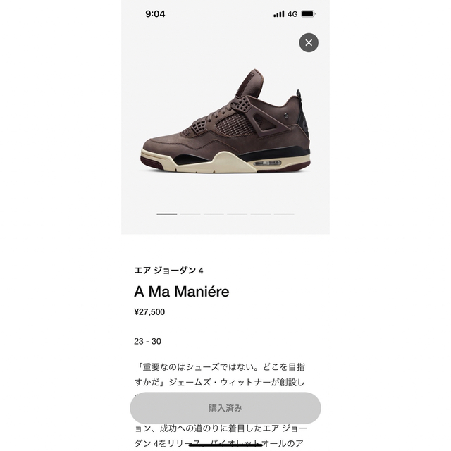 Nike jordan 4  A Ma maniere 28cm アママニエール