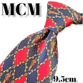 エムシーエム(MCM)のMCM　ブランドネクタイ　紺赤　総柄　イタリア製　メンズ(ネクタイ)